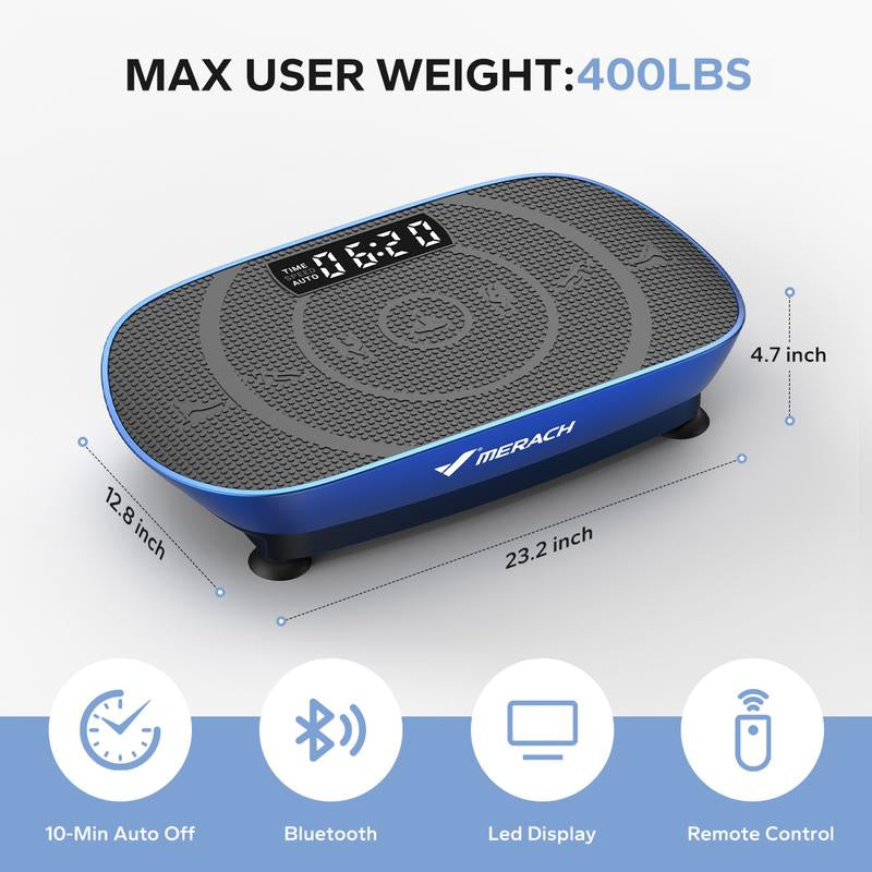 Merach Vibration Plate Exercise Machine with Lymphatic Drainage Feature Compact Design for Full Body Workout Max User Weight 400LBS Home Gym Equipment