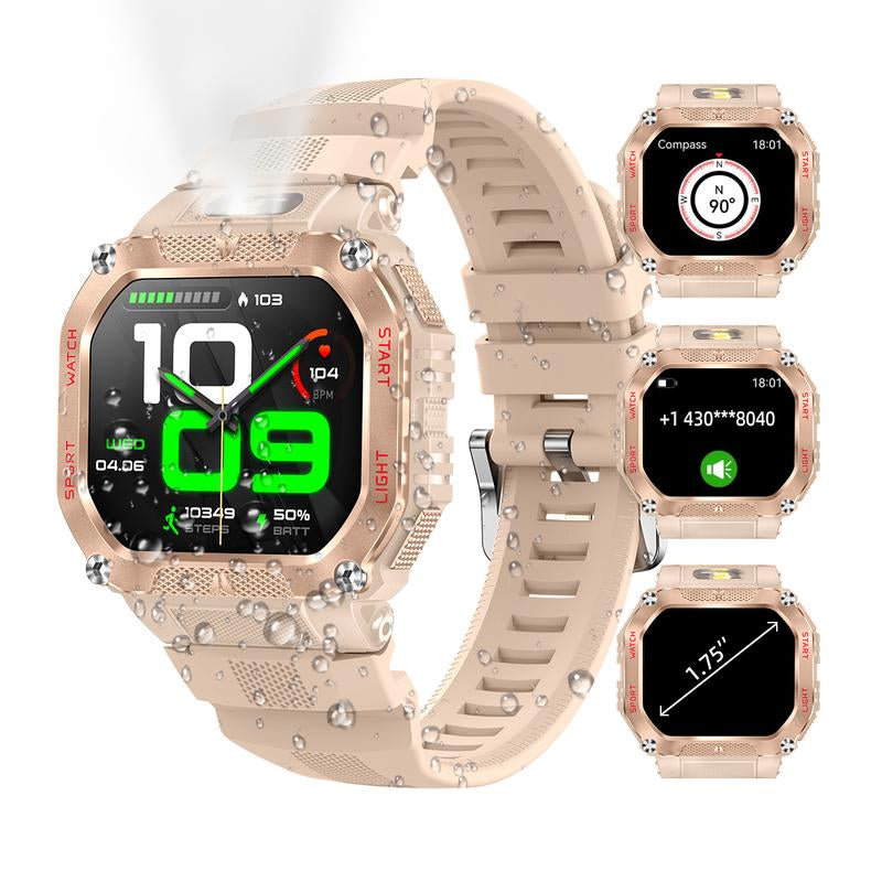 New 2026 Manly Style Smart Sports Watchwith Ledlights Wireless Calling, Messagereminders,Sports Mode, Voice Assistant,Weather Push,Stopwatch, Timer, Stopwatchand Otherfunctions, Smartwatch for Men,Compatiblewvith Android and Iphone Phones