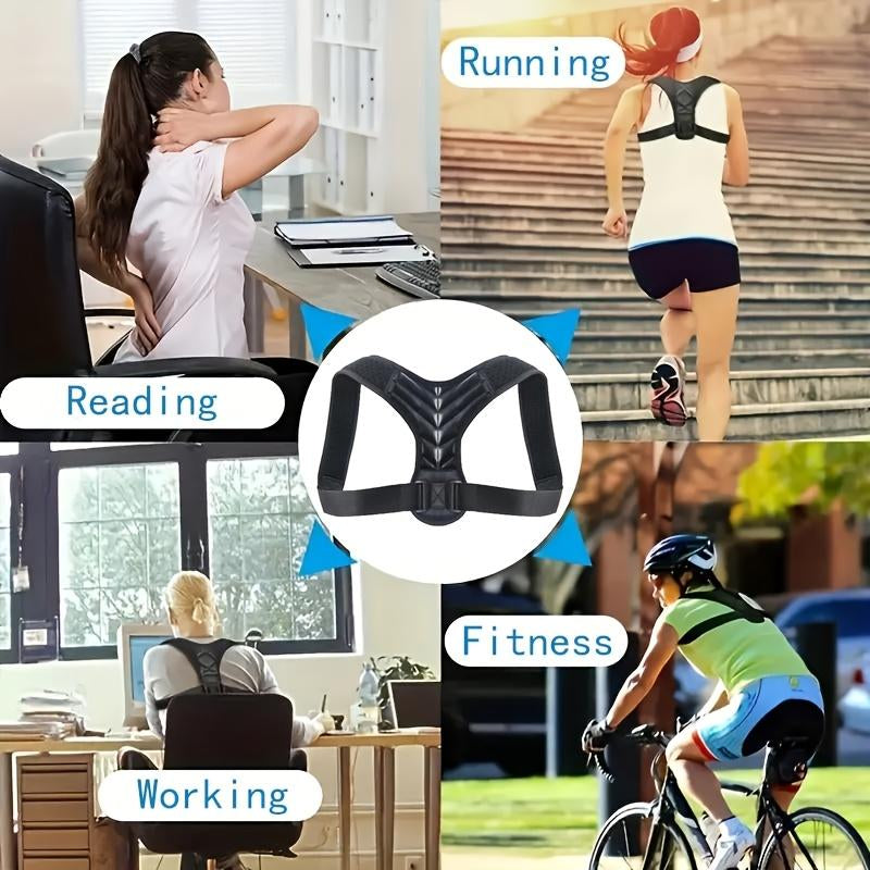 Universal Back Support Brace for Improved Posture, Adjustable Body Shaping Belt for Men and Women, Breathable and Professional Quality