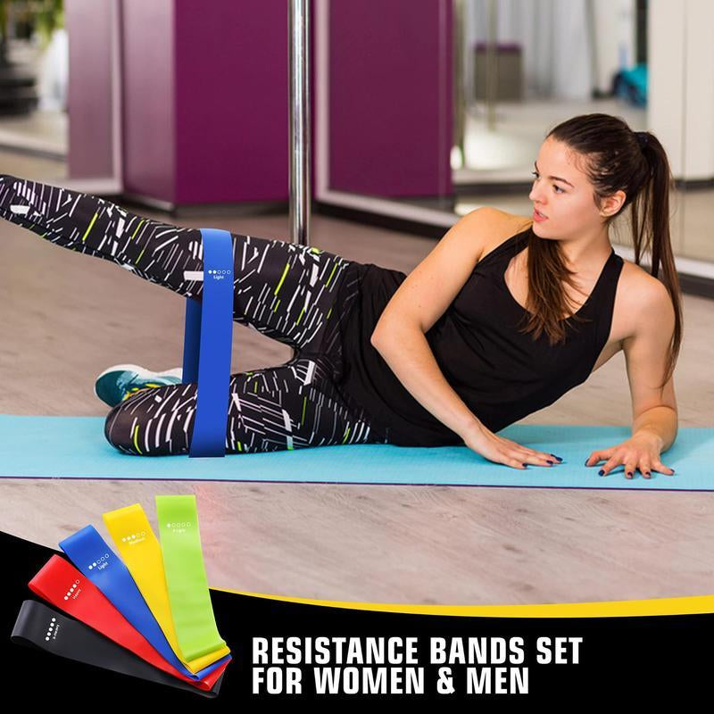 5 Counts/Set Mini Loop Resistance Band Set with Storage Bag, Portable Exercise Band, Home Gym Exercise Stretching Training Equipment, Gymtok, Gym Accessories, Home Gym Kit-Dby