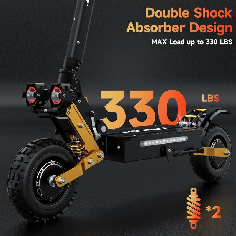 LEOOUT T85, 53MPH Top Speed, 60 Mi Max Range, 6000W Peak Motor, Smart Unlock Dashboard, Dual Suspension & Braking System, Dual Charging Ports, 11" Anti-Slip Tires