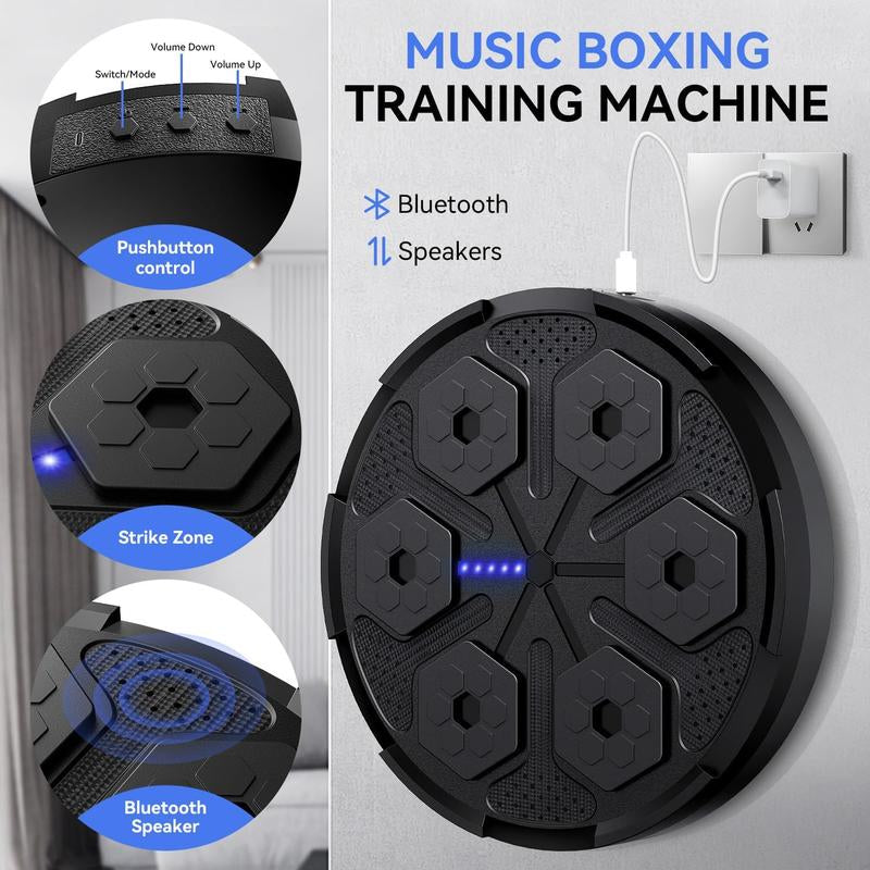 2025 Upgraded Music Boxing Machine: 5.0 Smart Bluetooth Trainer with Gloves, Suitable for Adults & Kids, Home/Office/Gym Boxing Target Workout Equipment