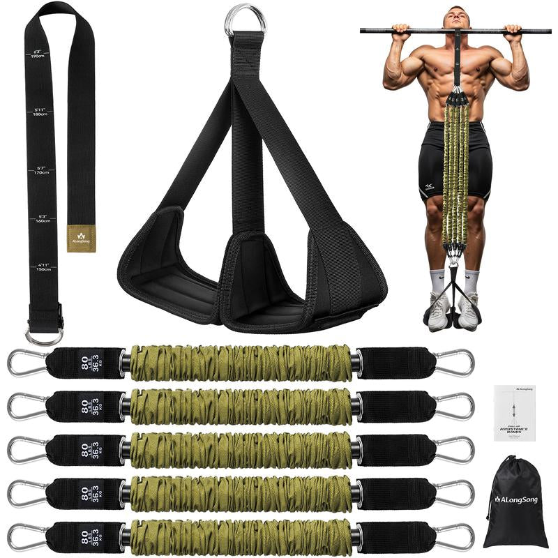 Alongsong Pro Pull-Up Assist Bands – Heavy-Duty 320-400Lb Adjustable Resistance for Home Gym & Outdoor Training