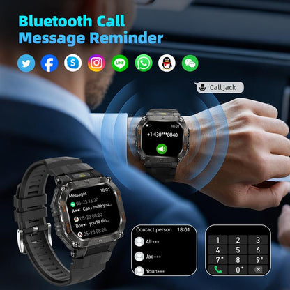 New 2026 Manly Style Smart Sports Watchwith Ledlights Wireless Calling, Messagereminders,Sports Mode, Voice Assistant,Weather Push,Stopwatch, Timer, Stopwatchand Otherfunctions, Smartwatch for Men,Compatiblewvith Android and Iphone Phones