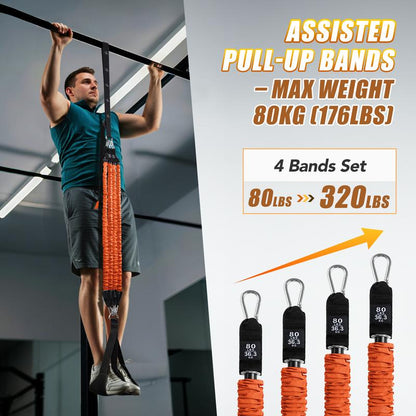 Alongsong Pro Pull-Up Assist Bands – Heavy-Duty 320-400Lb Adjustable Resistance for Home Gym & Outdoor Training