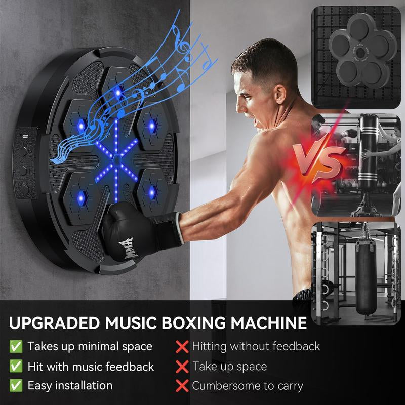 2025 Upgraded Music Boxing Machine: 5.0 Smart Bluetooth Trainer with Gloves, Suitable for Adults & Kids, Home/Office/Gym Boxing Target Workout Equipment
