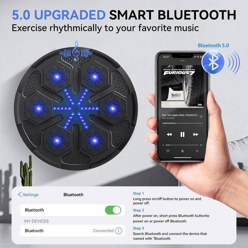 2025 Upgraded Music Boxing Machine: 5.0 Smart Bluetooth Trainer with Gloves, Suitable for Adults & Kids, Home/Office/Gym Boxing Target Workout Equipment