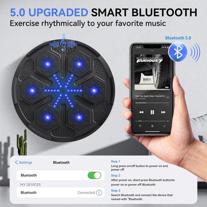 2025 Upgraded Music Boxing Machine: 5.0 Smart Bluetooth Trainer with Gloves, Suitable for Adults & Kids, Home/Office/Gym Boxing Target Workout Equipment