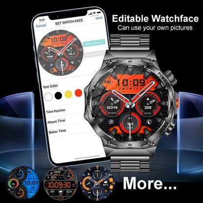 COIUSOR Men'S Military Smartwatch, 800Mah/1.7 Inch AMOLED HD Large Screen Smartwatch, Phone Sync Information, Wireless Call, Flashlight/Multiple Exercise Modes /, Fitness Tracker Watch for Android and Iphone, Black