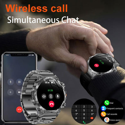 COIUSOR Men'S Military Smartwatch, 800Mah/1.7 Inch AMOLED HD Large Screen Smartwatch, Phone Sync Information, Wireless Call, Flashlight/Multiple Exercise Modes /, Fitness Tracker Watch for Android and Iphone, Black