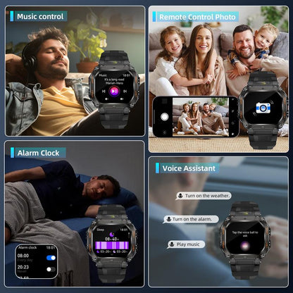New 2026 Manly Style Smart Sports Watchwith Ledlights Wireless Calling, Messagereminders,Sports Mode, Voice Assistant,Weather Push,Stopwatch, Timer, Stopwatchand Otherfunctions, Smartwatch for Men,Compatiblewvith Android and Iphone Phones