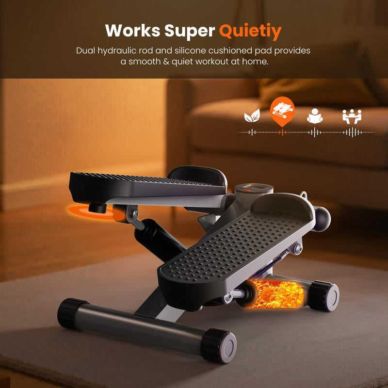Steppers for Exercise at Home Workout Equipment, Mini Stepper Exercise Machine for Senior Citizens, Twist Stepper with Resistance Bands, Cardio Weight Loss Equipment Home Fitness