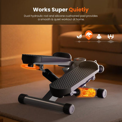 Steppers for Exercise at Home Workout Equipment, Mini Stepper Exercise Machine for Senior Citizens, Twist Stepper with Resistance Bands, Cardio Weight Loss Equipment Home Fitness