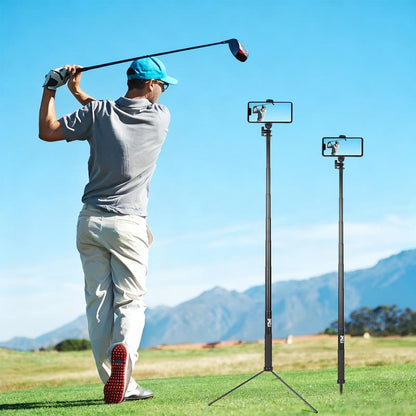 Golf Tripod Monopod, 47" Selfie Stick for Golf Swing Training & Recording | with Spike, Tripod, Phone Holder, 1/4"-20 Screw, Carry Bag | Compatible with Iphones, Android & Cameras
