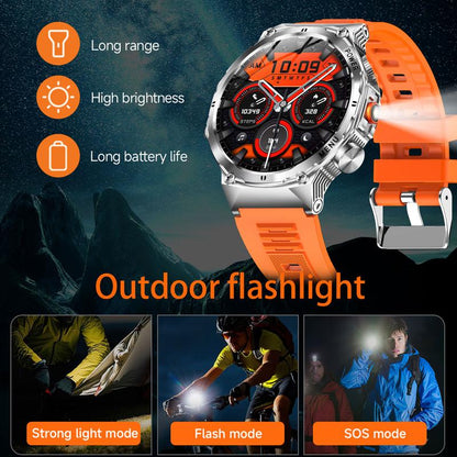 COIUSOR Men'S Military Smartwatch, 800Mah/1.7 Inch AMOLED HD Large Screen Smartwatch, Phone Sync Information, Wireless Call, Flashlight/Multiple Exercise Modes /, Fitness Tracker Watch for Android and Iphone, Black