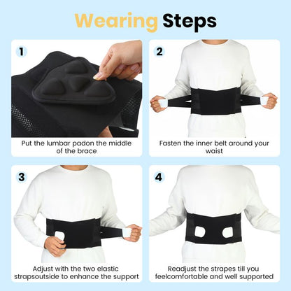 Back Brace Support Belt-Lumbar Support Back Brace for Back Pain, Sciatica, Scoliosis, Herniated Disc Adjustable Support Straps-Lower Back Brace with Removable Lumbar Pad for Men & Women