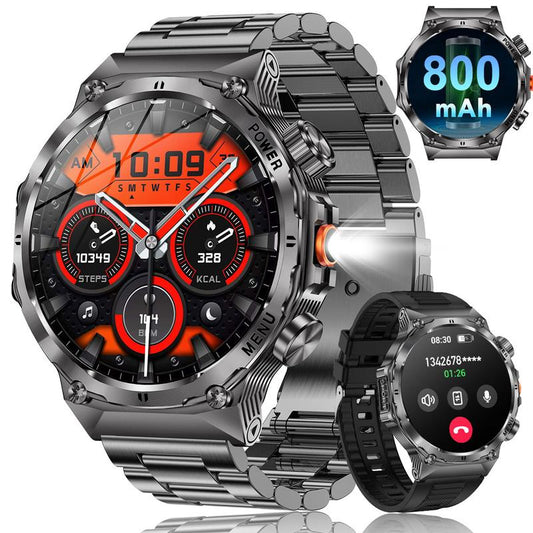 COIUSOR Men'S Military Smartwatch, 800Mah/1.7 Inch AMOLED HD Large Screen Smartwatch, Phone Sync Information, Wireless Call, Flashlight/Multiple Exercise Modes /, Fitness Tracker Watch for Android and Iphone, Black