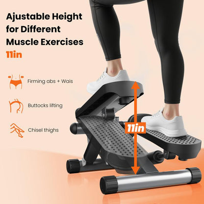 Steppers for Exercise at Home Workout Equipment, Mini Stepper Exercise Machine for Senior Citizens, Twist Stepper with Resistance Bands, Cardio Weight Loss Equipment Home Fitness