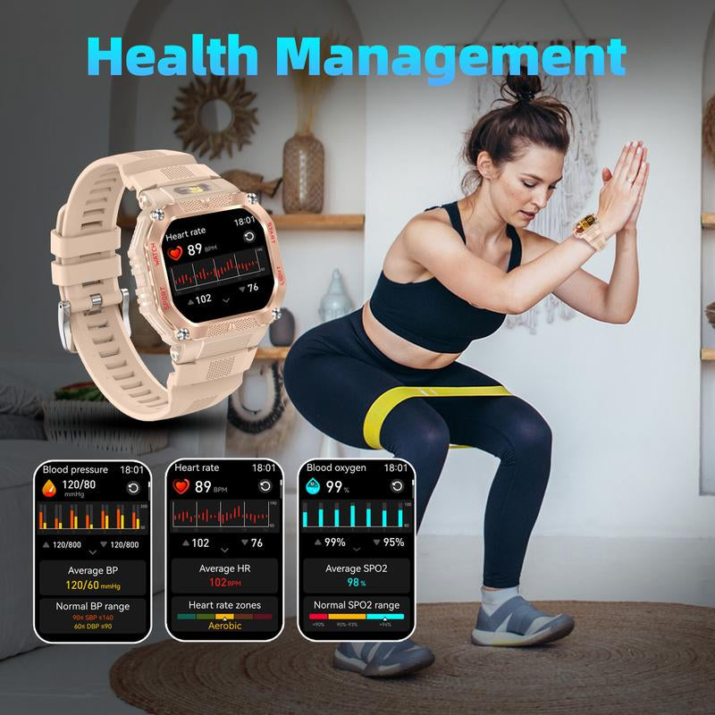 New 2026 Manly Style Smart Sports Watchwith Ledlights Wireless Calling, Messagereminders,Sports Mode, Voice Assistant,Weather Push,Stopwatch, Timer, Stopwatchand Otherfunctions, Smartwatch for Men,Compatiblewvith Android and Iphone Phones