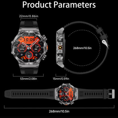 COIUSOR Men'S Military Smartwatch, 800Mah/1.7 Inch AMOLED HD Large Screen Smartwatch, Phone Sync Information, Wireless Call, Flashlight/Multiple Exercise Modes /, Fitness Tracker Watch for Android and Iphone, Black