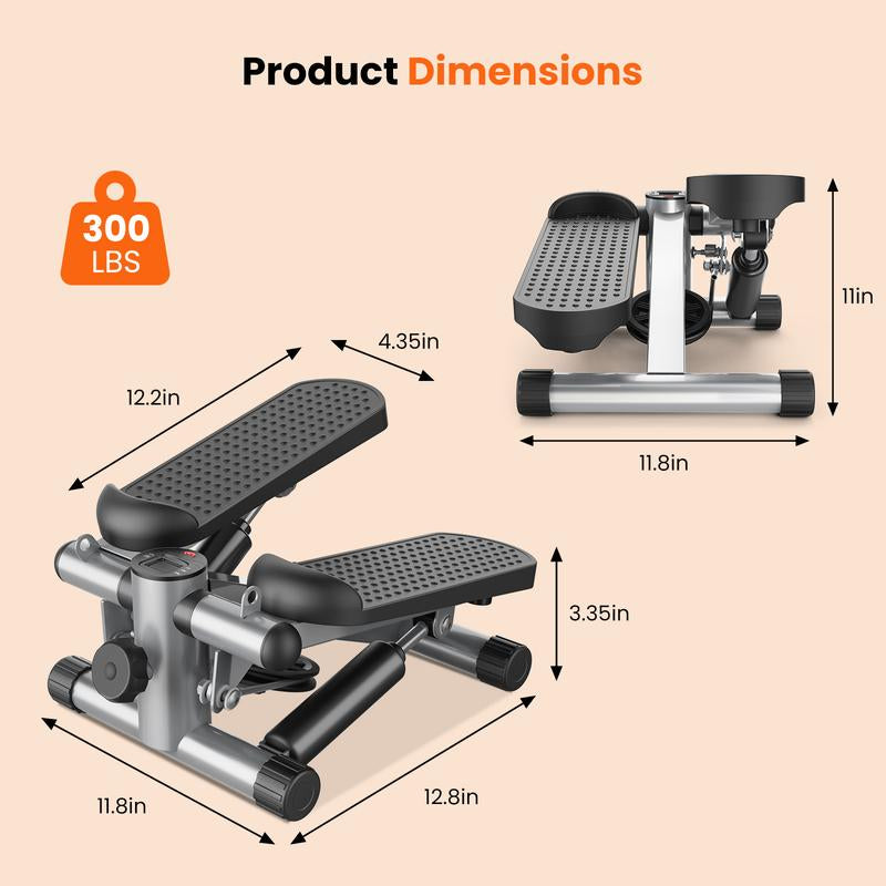 Steppers for Exercise at Home Workout Equipment, Mini Stepper Exercise Machine for Senior Citizens, Twist Stepper with Resistance Bands, Cardio Weight Loss Equipment Home Fitness