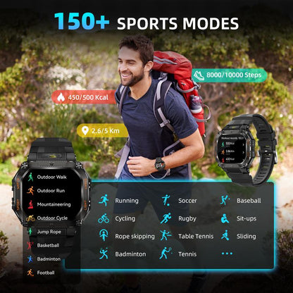 New 2026 Manly Style Smart Sports Watchwith Ledlights Wireless Calling, Messagereminders,Sports Mode, Voice Assistant,Weather Push,Stopwatch, Timer, Stopwatchand Otherfunctions, Smartwatch for Men,Compatiblewvith Android and Iphone Phones
