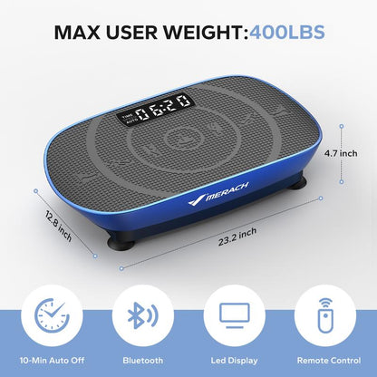 Merach Vibration Plate Exercise Machine with Lymphatic Drainage Feature Compact Design for Full Body Workout Max User Weight 400LBS Home Gym Equipment