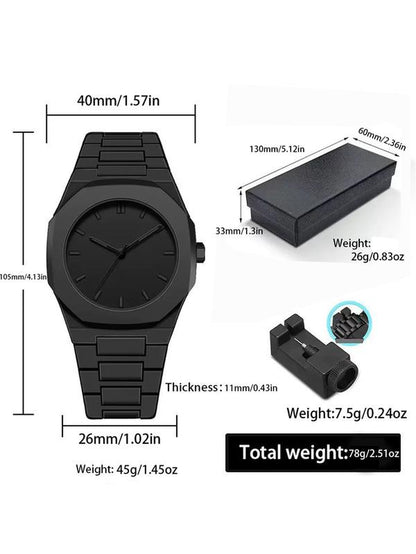 Men'S Quartz Watch in Polycarbonate, Modern Waterproof Watch, Fashionable Business Watch for All Occasions, Gift Box & Adjustment Tool Included