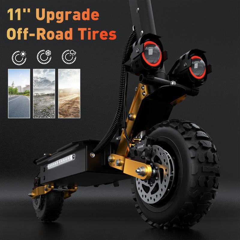 LEOOUT T85, 53MPH Top Speed, 60 Mi Max Range, 6000W Peak Motor, Smart Unlock Dashboard, Dual Suspension & Braking System, Dual Charging Ports, 11" Anti-Slip Tires